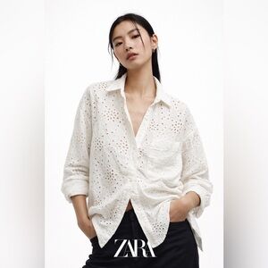 ZARA COTTON EYELET SHIRT